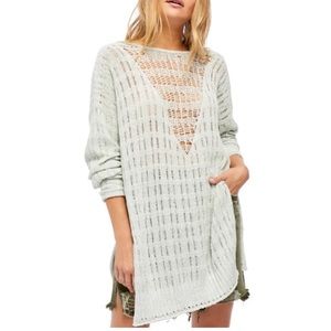 Free People Pretty in Pointelle Sweater Color: Blue | Size: S